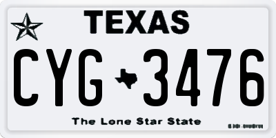 TX license plate CYG3476