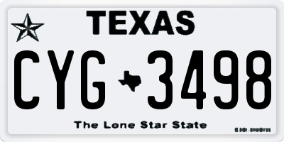 TX license plate CYG3498