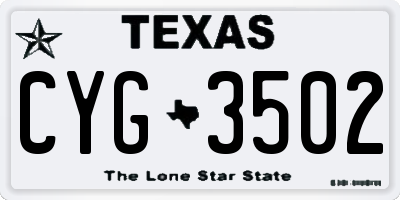 TX license plate CYG3502
