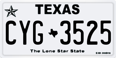 TX license plate CYG3525