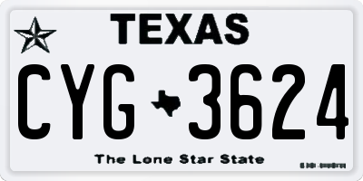 TX license plate CYG3624