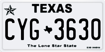 TX license plate CYG3630