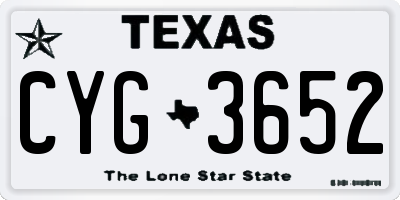 TX license plate CYG3652
