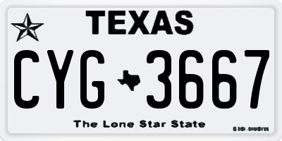 TX license plate CYG3667