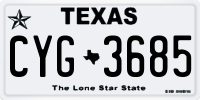 TX license plate CYG3685