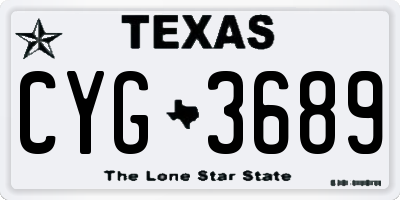 TX license plate CYG3689