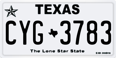 TX license plate CYG3783