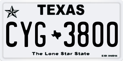 TX license plate CYG3800