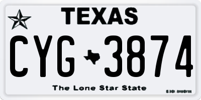 TX license plate CYG3874
