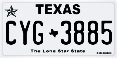 TX license plate CYG3885