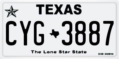 TX license plate CYG3887