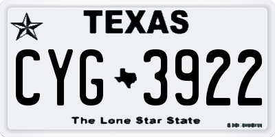 TX license plate CYG3922