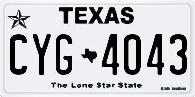 TX license plate CYG4043