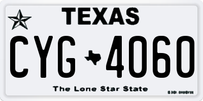 TX license plate CYG4060