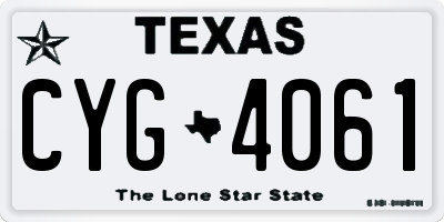 TX license plate CYG4061