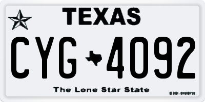 TX license plate CYG4092