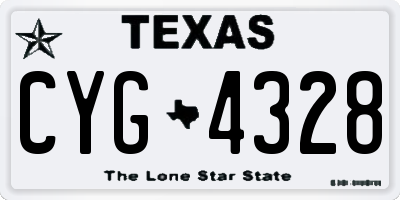 TX license plate CYG4328