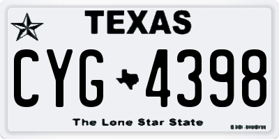 TX license plate CYG4398