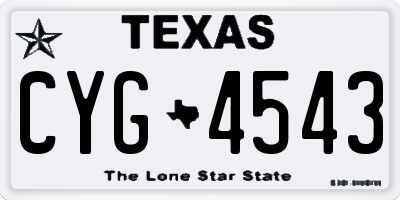 TX license plate CYG4543