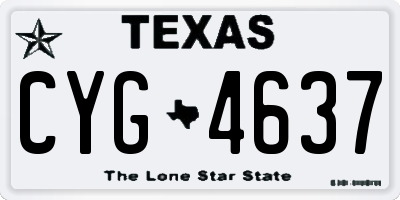 TX license plate CYG4637