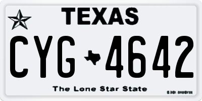 TX license plate CYG4642