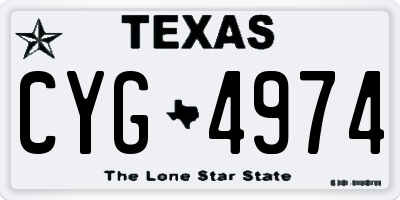 TX license plate CYG4974