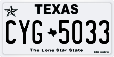 TX license plate CYG5033