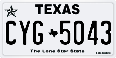 TX license plate CYG5043