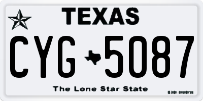 TX license plate CYG5087