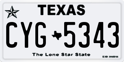 TX license plate CYG5343