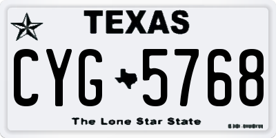 TX license plate CYG5768