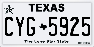 TX license plate CYG5925