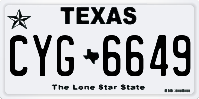 TX license plate CYG6649