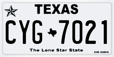 TX license plate CYG7021