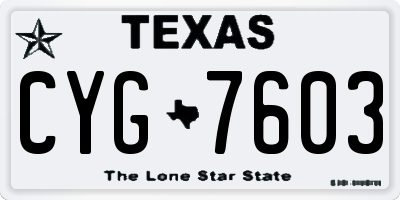 TX license plate CYG7603