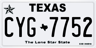 TX license plate CYG7752