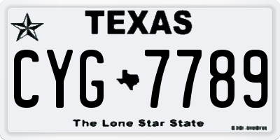 TX license plate CYG7789
