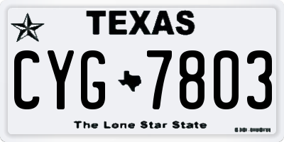 TX license plate CYG7803