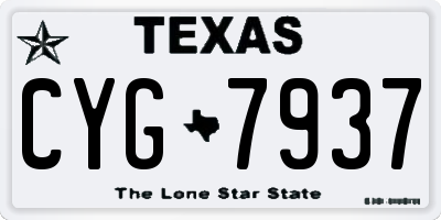 TX license plate CYG7937