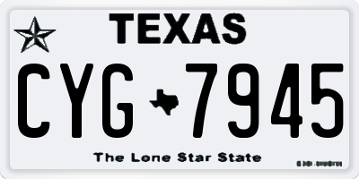 TX license plate CYG7945