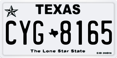 TX license plate CYG8165