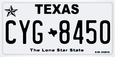 TX license plate CYG8450