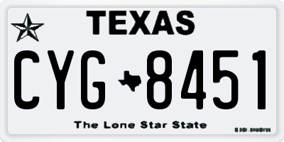 TX license plate CYG8451