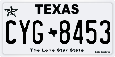 TX license plate CYG8453