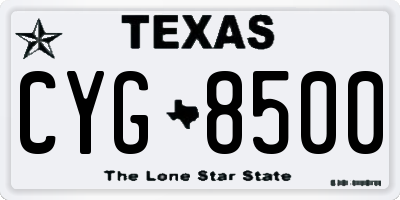 TX license plate CYG8500