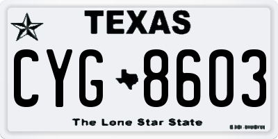 TX license plate CYG8603