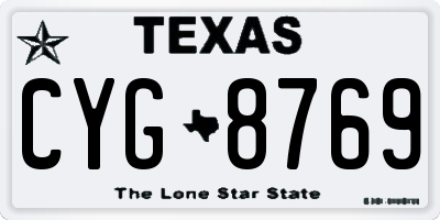 TX license plate CYG8769