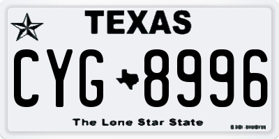 TX license plate CYG8996