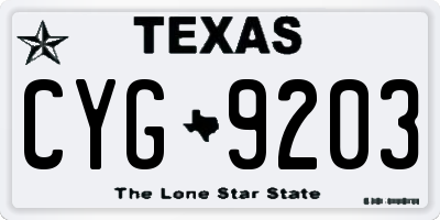 TX license plate CYG9203
