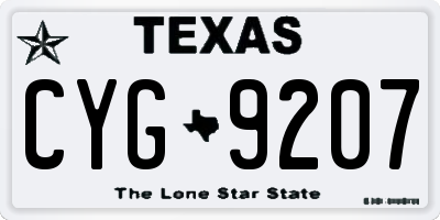 TX license plate CYG9207